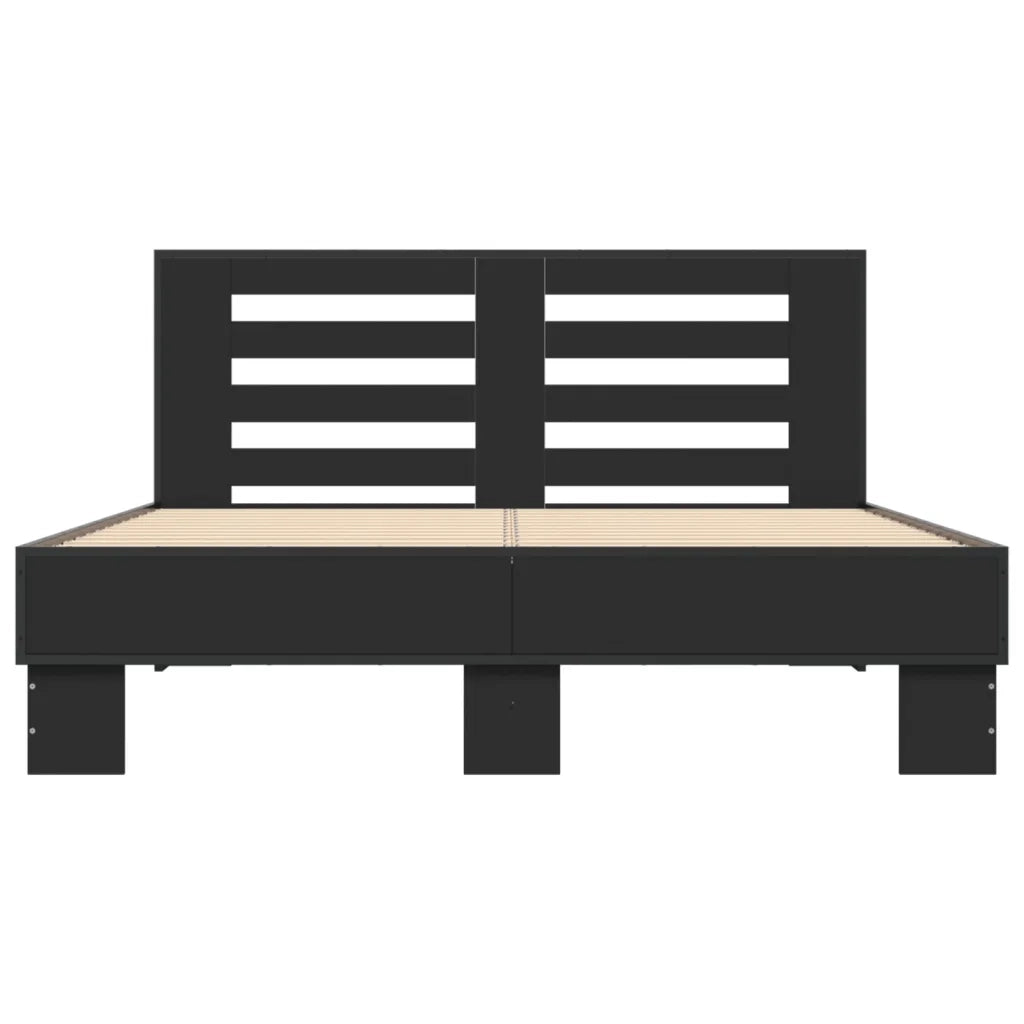 Giroletto Nero 140x200 cm in Legno Multistrato e Metallo 3280102