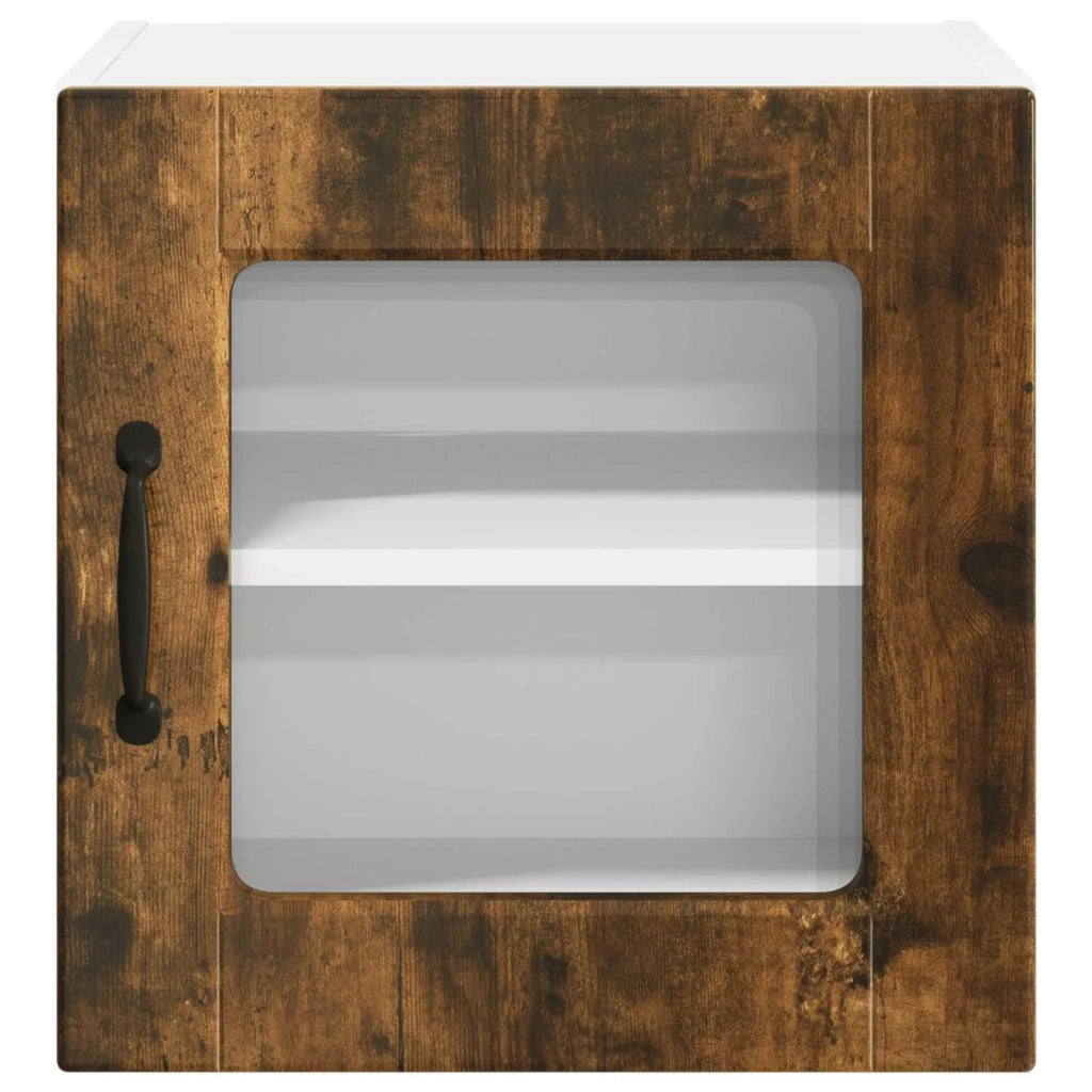 Pensile da cucina | Mobile in vetro da parete PORTO Rovere fum¨¦ 40 x 31 x 40 cm