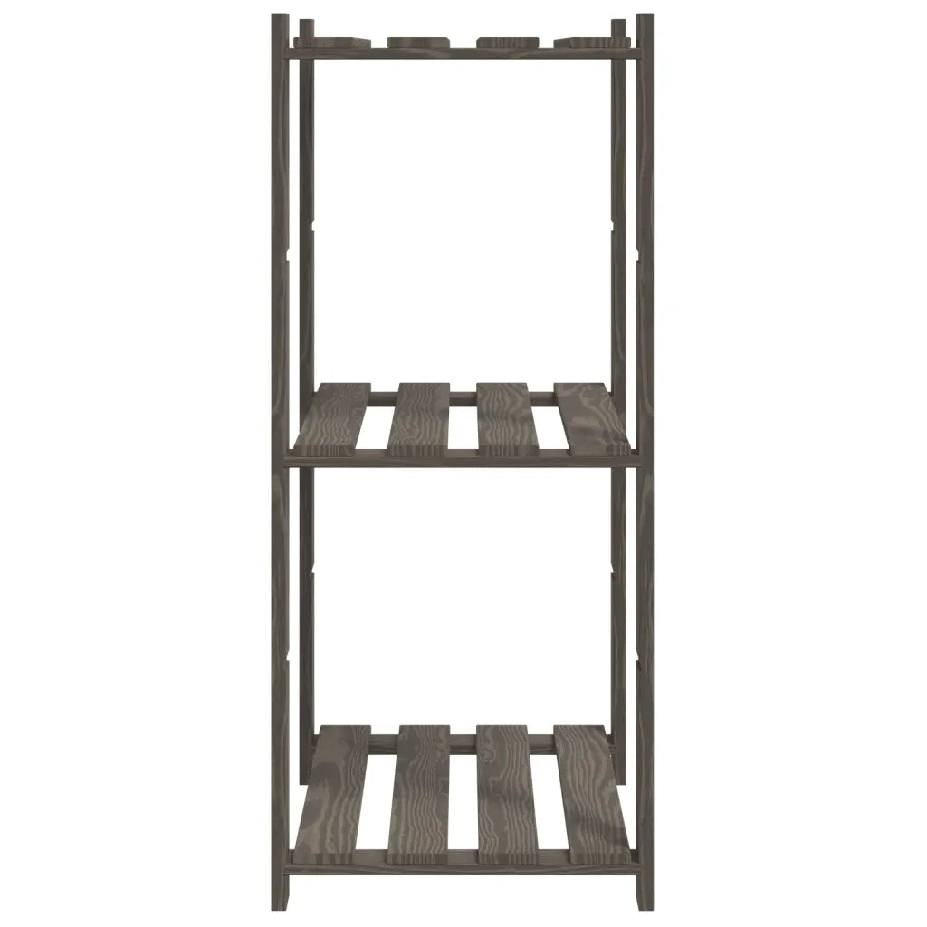 Scaffale a 3 Livelli Grigio 60x38x90 cm in Legno di Pino 373387
