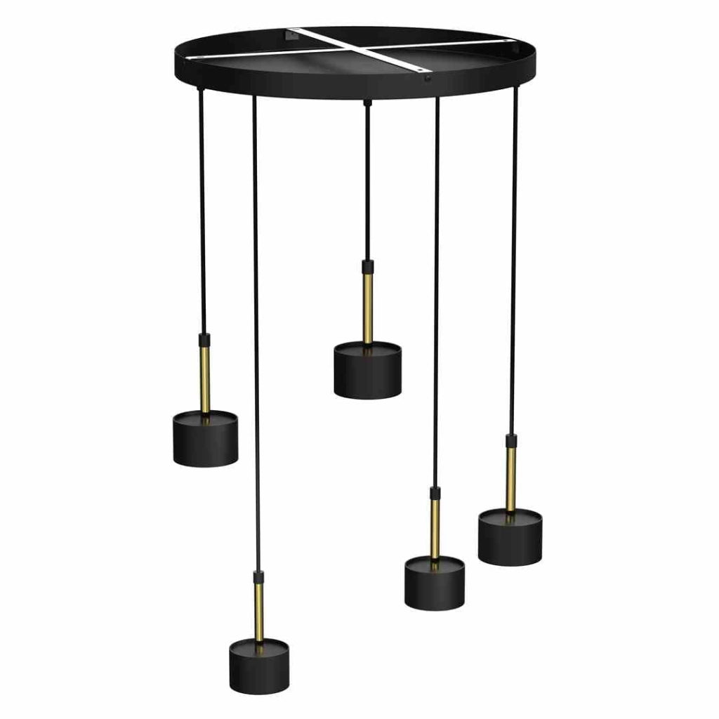 Lampadario sospeso Milagro Arena nero/ottone Ø44 5 luci
