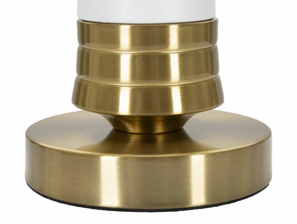 Lampada da tavolo Sinopia, Luce da scrivania, Luminaria da ufficio, Lampada da lavoro, Bianco e Oro, 31x31 h52 cm