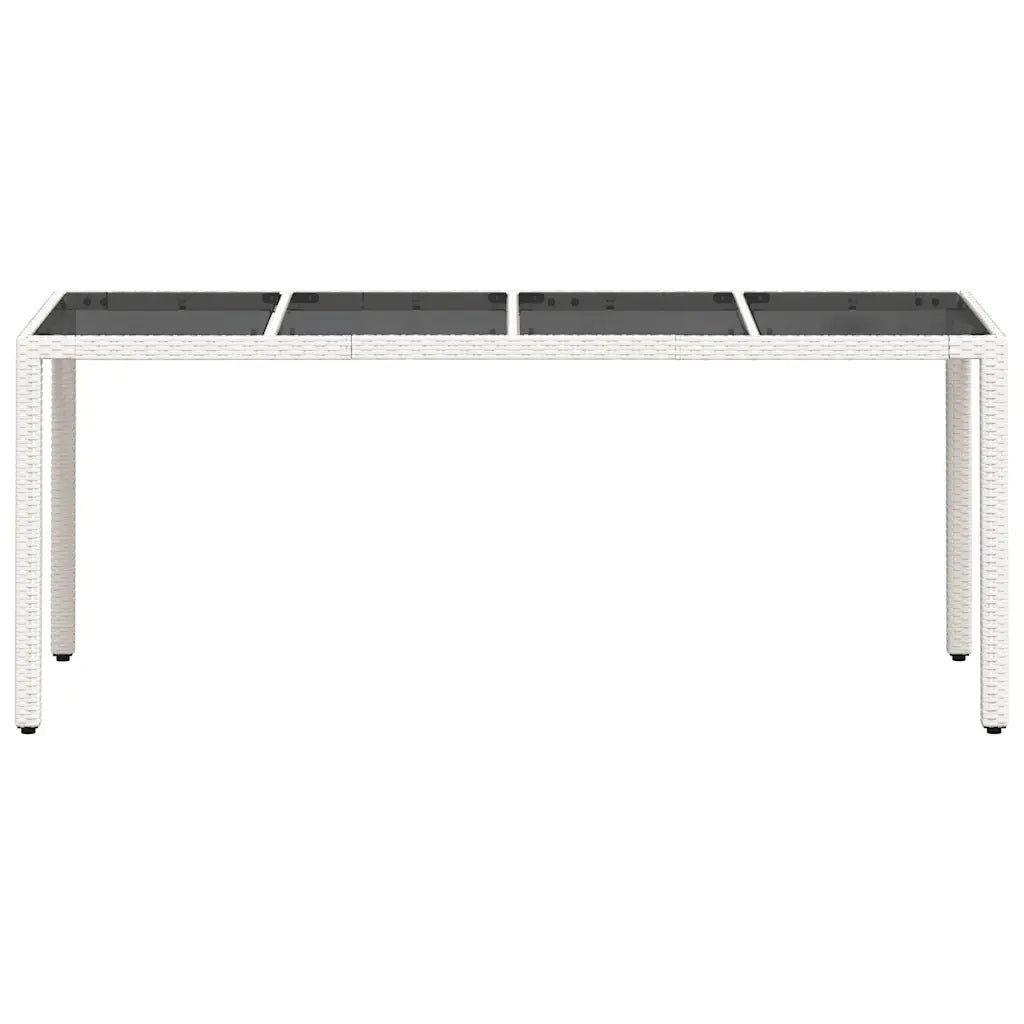 Tavolo Giardino-Tavolo da esterno Piano in Vetro Bianco 190x90x75 cm Polyrattan