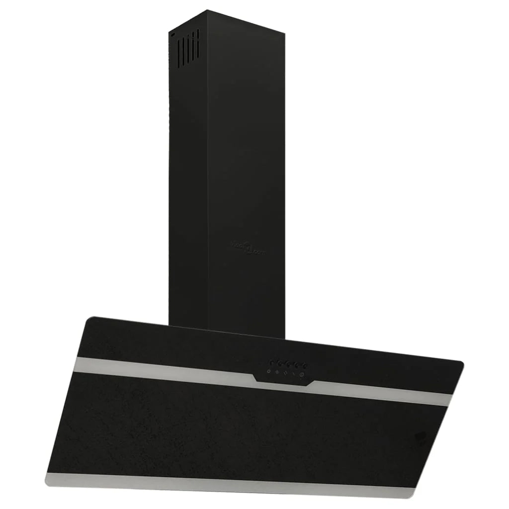 Cappa parete 90 cm acciaio e vetro temperato nero 02_0005851