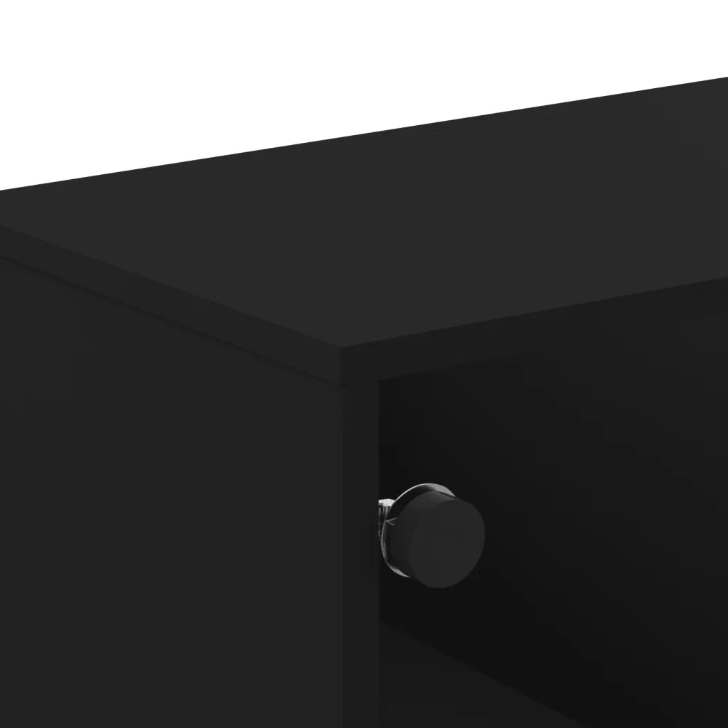 Tavolino da Salotto con Ante in Vetro Nero 68,5x50x50 cm 836540