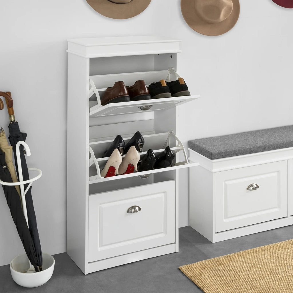 Scarpiera salvaspazio Slim con 3 ante Portascarpe Salvaspazio Regolabili 52x23x117cm Bianco FSR94-W