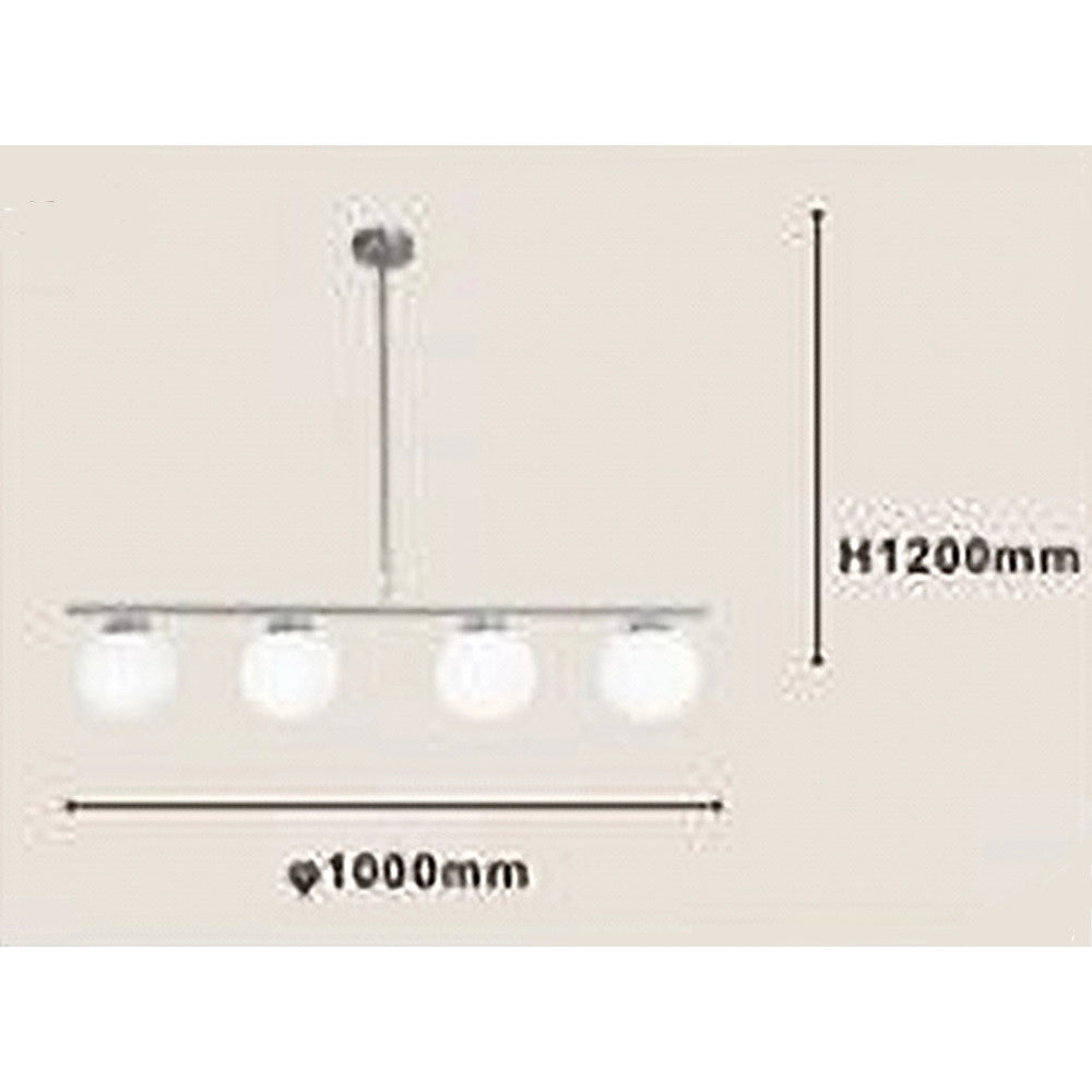Trade Shop - Lampadario A Sospensione Argento Con 4 Sfere Bolle Bianche In Vetro Attacco G9 33924 -