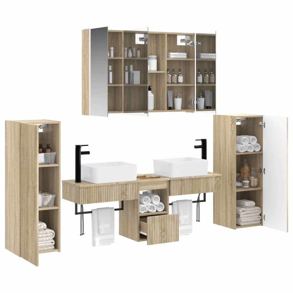 Set di mobili per il bagno 6 pcs Rovere Sonoma 3407137