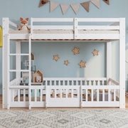 Letto a castello 90x200cm bianco con scala - Xylo