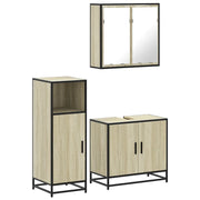 Set Mobili da Bagno | Armadio da bagno 3 pz Rovere Sonoma in Legno Multistrato