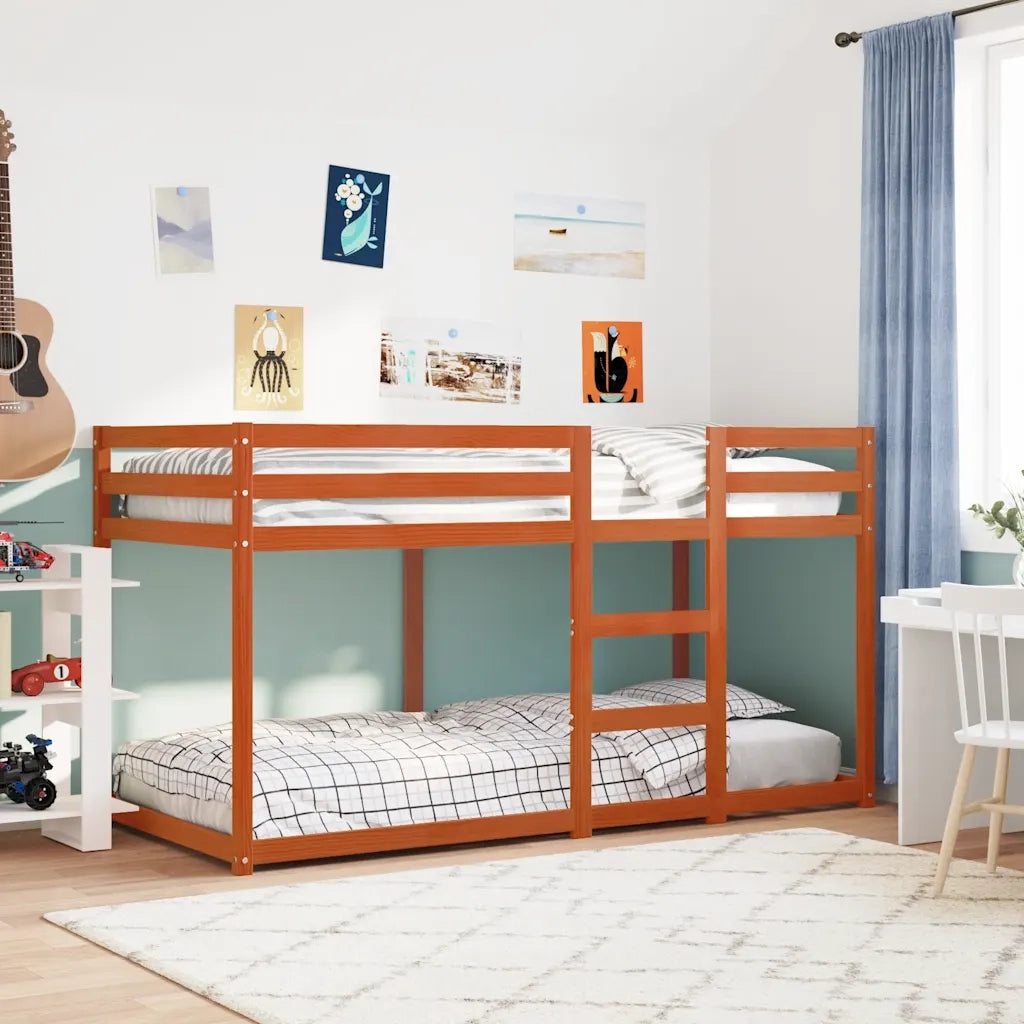 Letto singolo | Letto per adulti | Letto a Castello Marrone Cera 80x200 cm in Legno di Pino