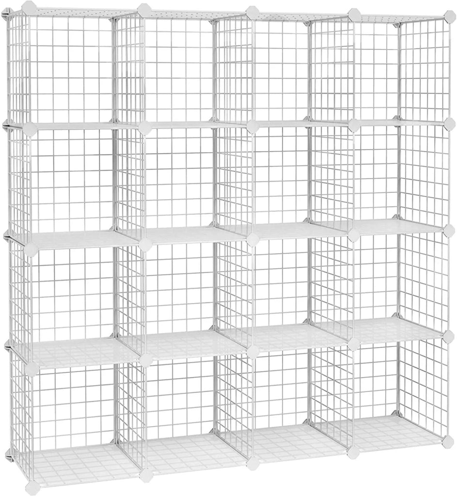 Mobiletto portaoggetti con 4 ripiani e 4 file di ripiani in rete grande capacità martello di gomma gratuito dimensioni 123 x 31 x 123 cm (L x P x A) bianco 12_0000703