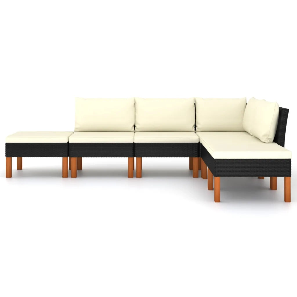 Set Divani da Giardino 6 pz con Cuscini in Polyrattan Nero cod mxl 36241