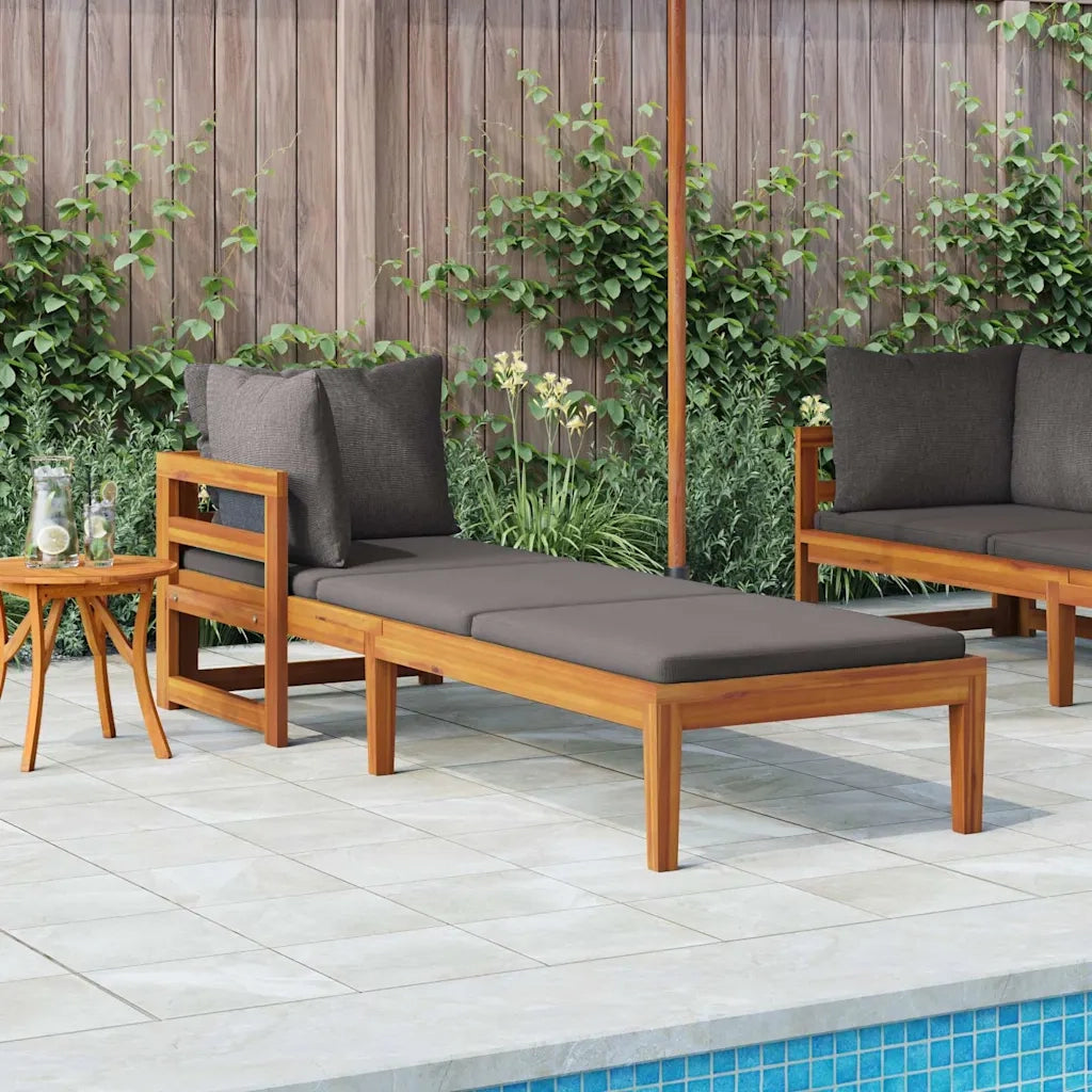 Divano da Giardino-Lettino Prendisole con 1 Bracciolo Grigio Scuro Massello Acacia