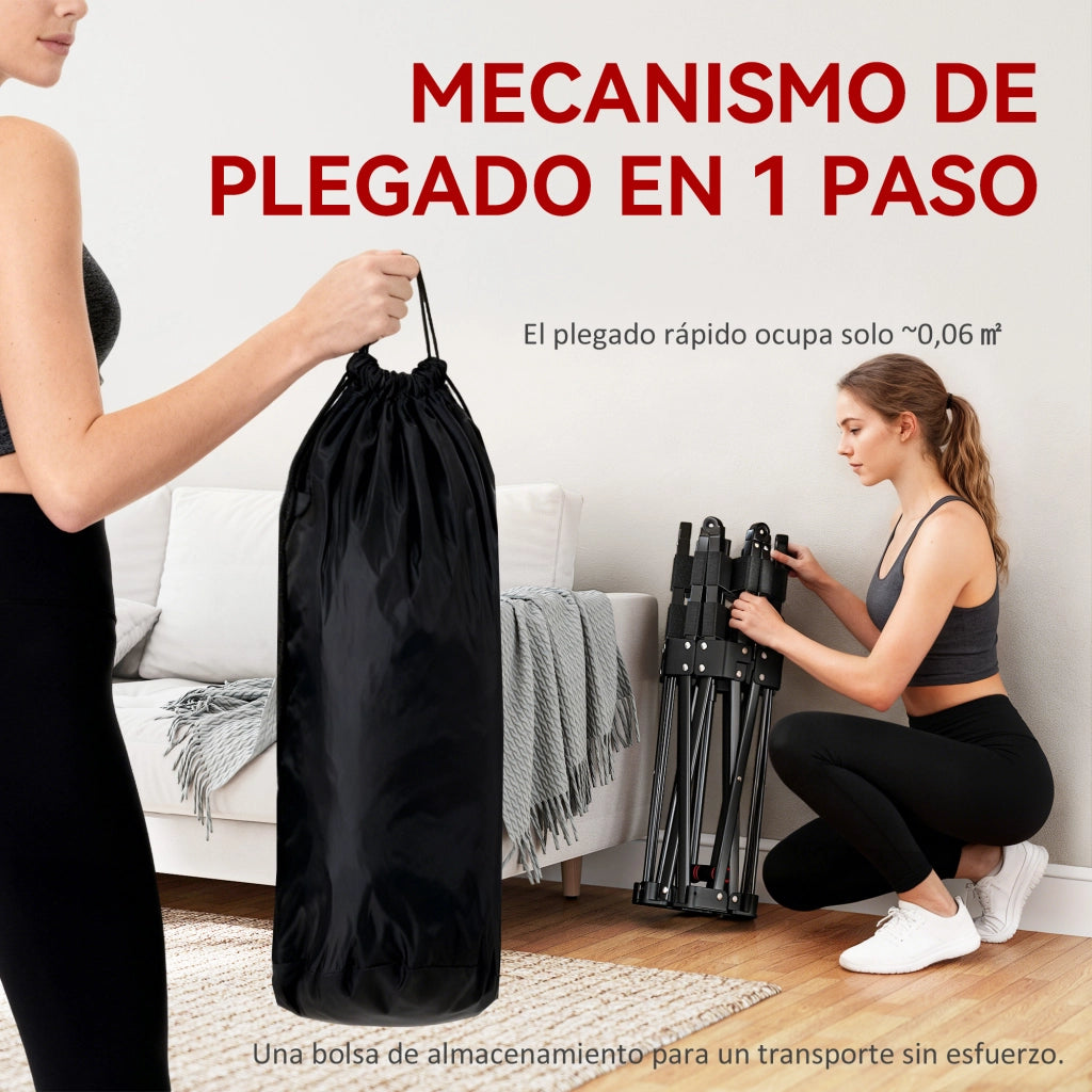 Trampolino Fitness Plegabile 104 cm con Barra Regolabile ¨C zephmum ¨C Grigio/Metallo/104x104x114 cm