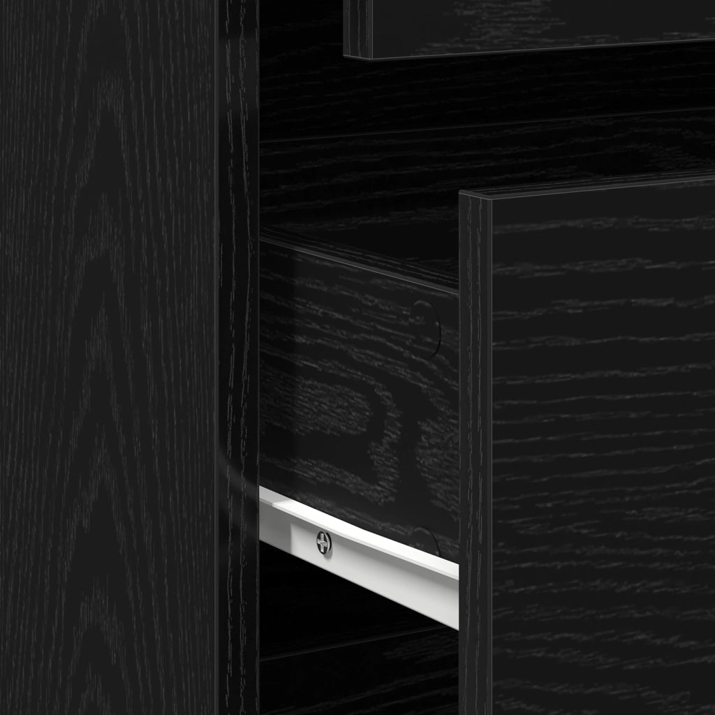 Cassettiera ad angolo Nero Rovere 80x41x58 cm Legno ingegnerizzato