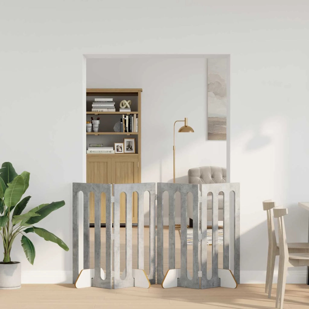 Recinto pieghevole per animali 4 pcs Grigio Cemento 8005978