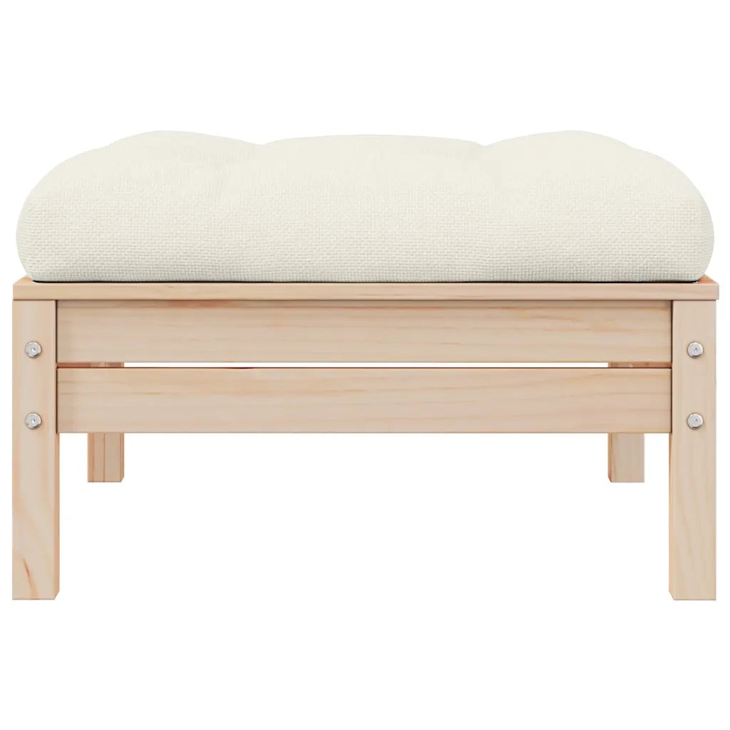 Poggiapiedi da Giardino con Cuscino in Legno Massello di Pino CFW6445720