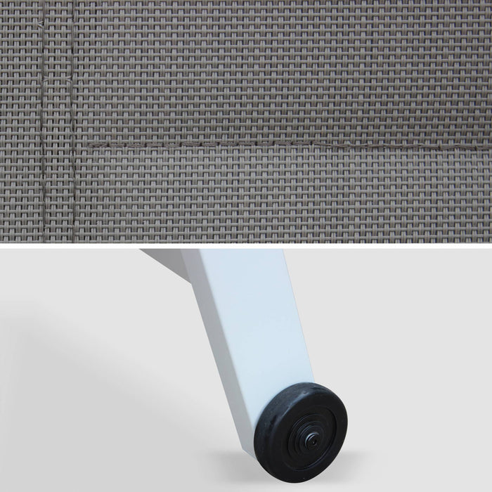 Lettino prendisole in allumino e textilene trapuntato, bianco