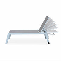 Lettino prendisole in allumino e textilene trapuntato, bianco