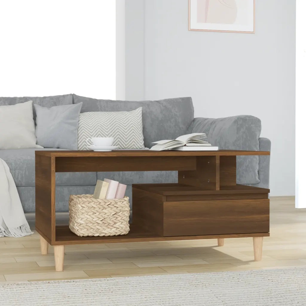 Tavolino Salotto-Tavolino da soggiorno-Tavolo Rovere Marrone 90x49x45 cm Legno Multistrato 510349
