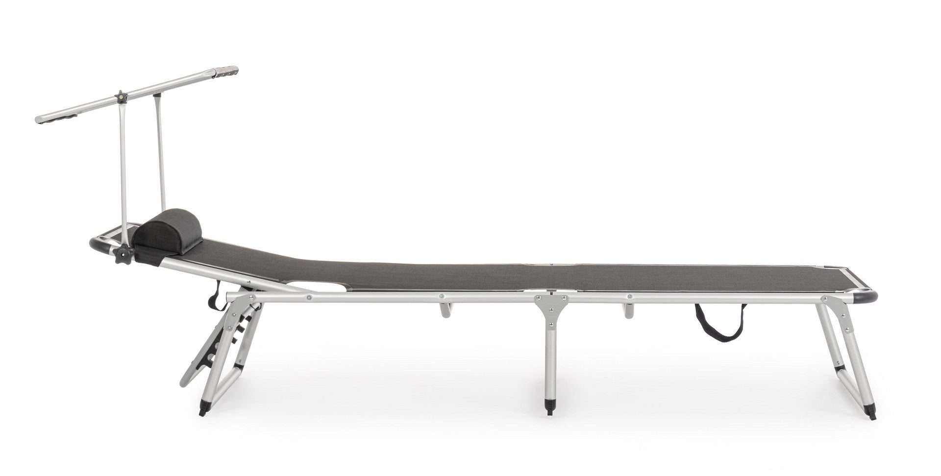 Set 4 Lettini Prendisole da Giardino con Tettuccio 58x193x76 cm in Alluminio Cayo Antracite