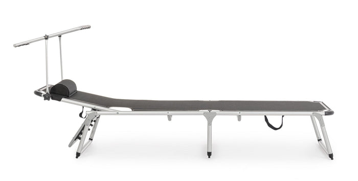 Set 4 Lettini Prendisole da Giardino con Tettuccio 58x193x76 cm in Alluminio Cayo Antracite