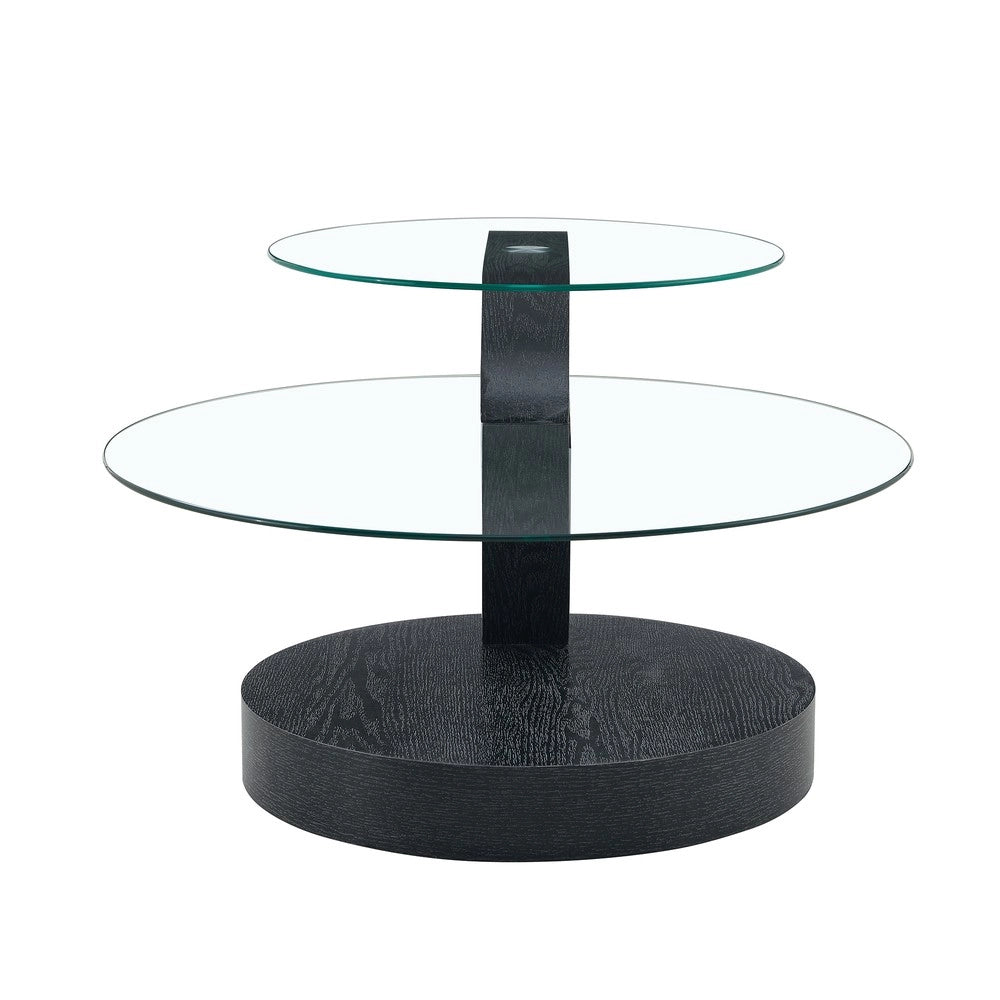 Tavolino da Caff¨¨ Multistrato ¨C MINIMAL ¨C Piano in Vetro Temperato, MDF, Design Moderno, Nero