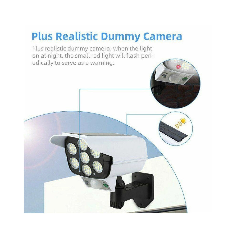 Trade Shop - Telecamera Finta Pannello Solare Con Sensore Di Movimento 77 Led Faretto Luce -