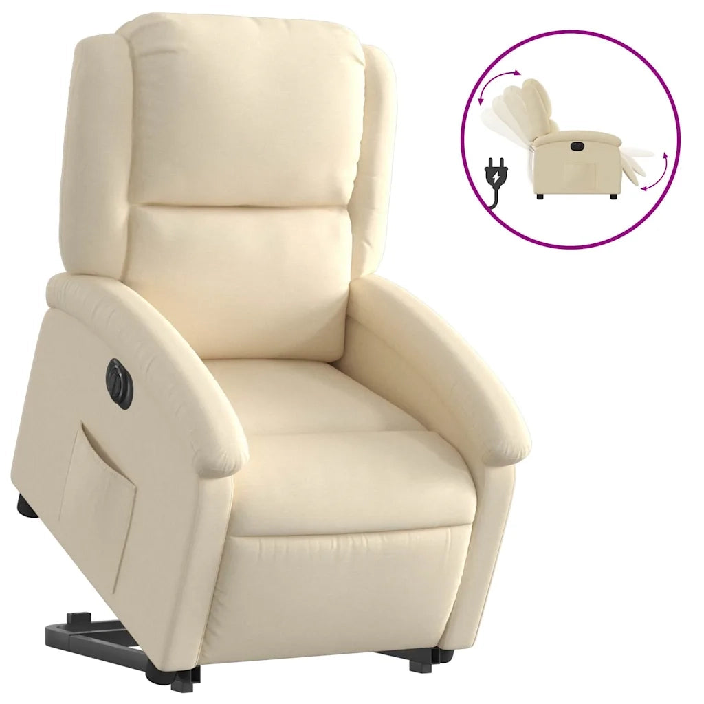 Poltrona Alzapersona Reclinabile Elettrica Crema in Tessuto 3204197