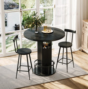 Set tavolo da bar rotondo con 2 sgabelli nero Ø 80 cm