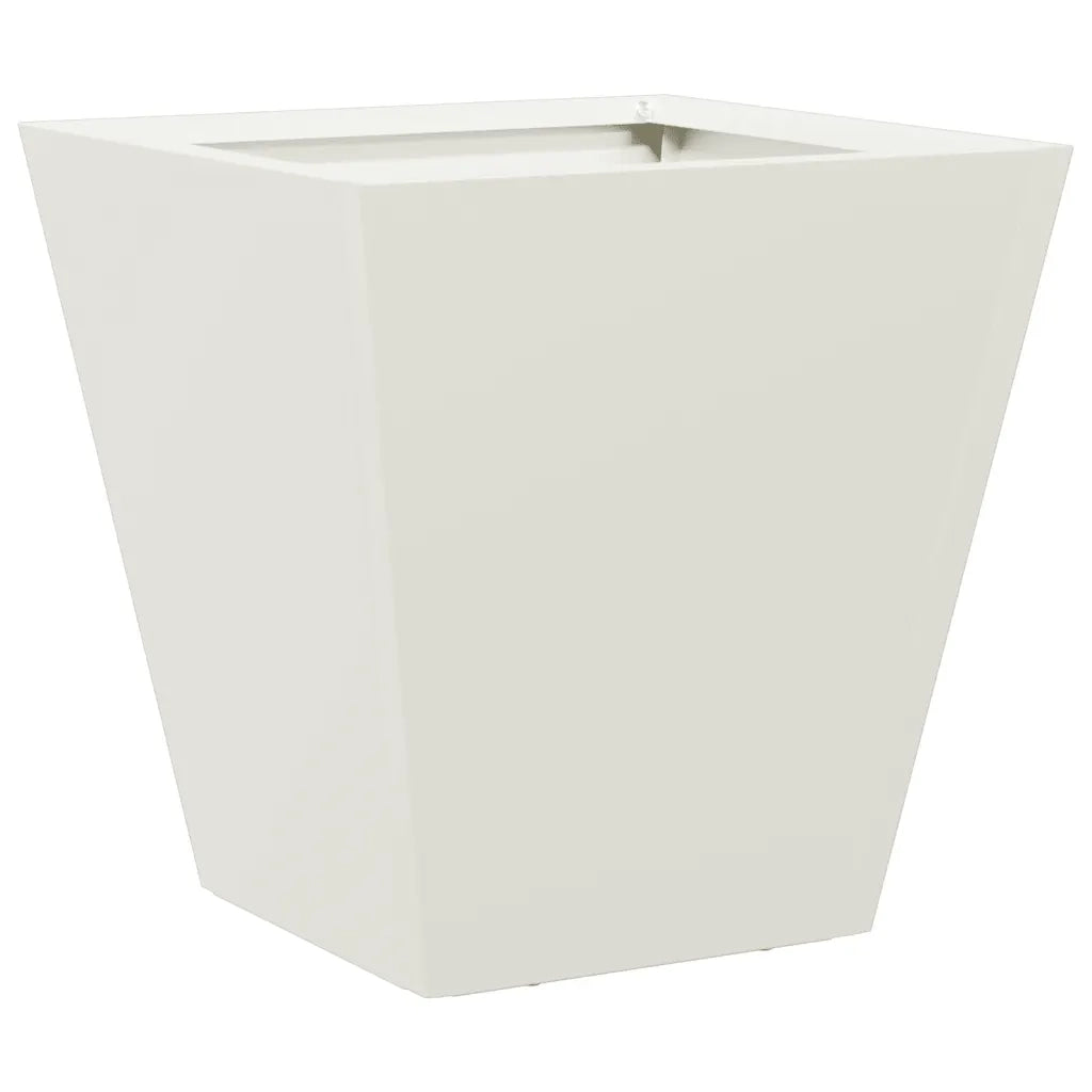 2 pz Fioriere | Cassetta per fiori | Vaso da Giardino Bianche 30x30x30 cm in Acciaio