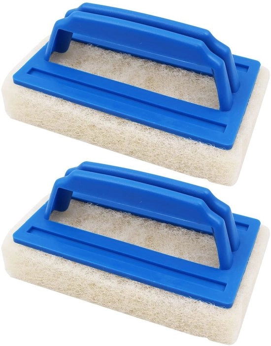 Set di spazzole per piscina - 2 pezzi - Spazzola morbida per pulizia - Manico ergonomico - Materiale duraturo - Dimensioni compresse 14,5 x 8,7 x 7 cm
