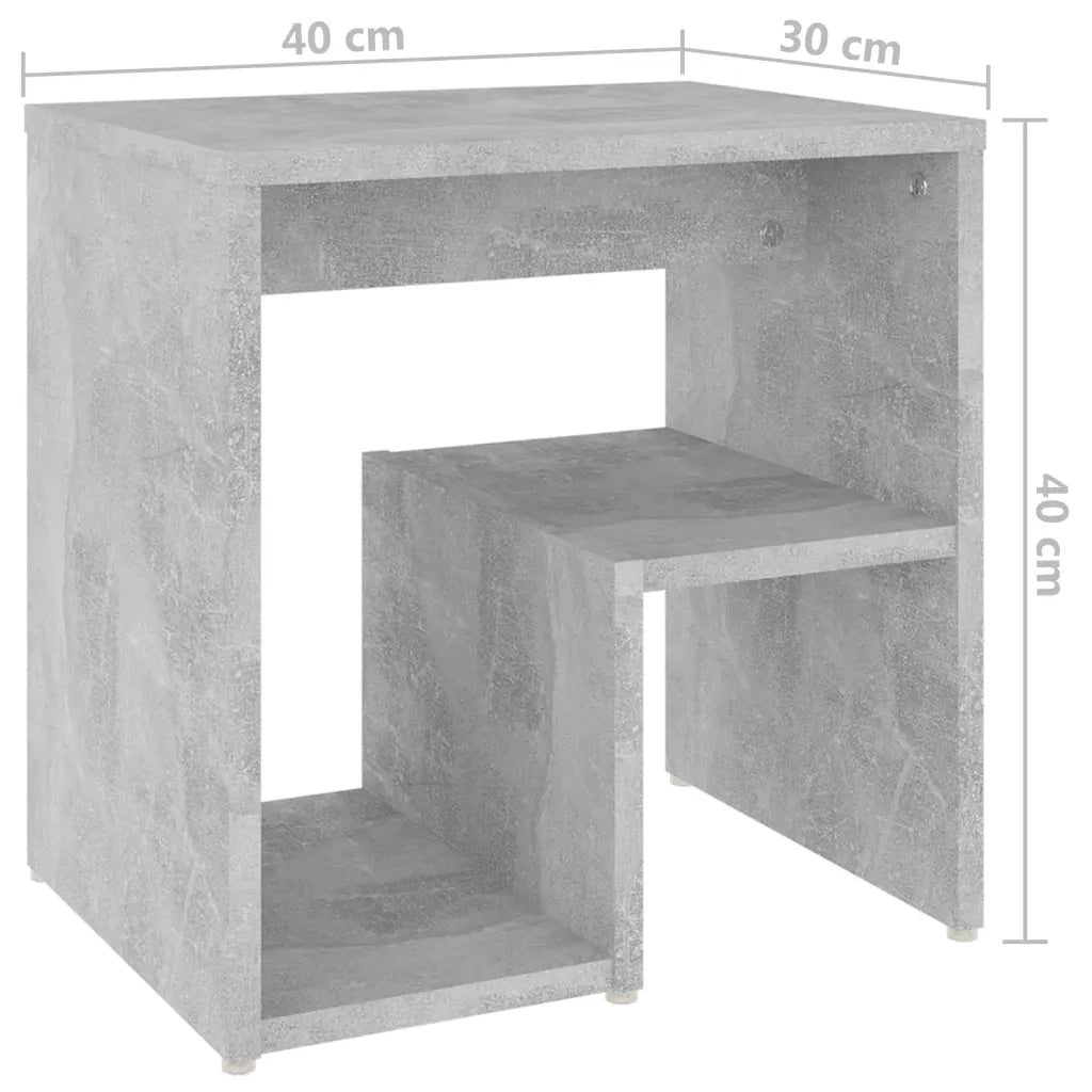 Comodini 2 pz Grigio Cemento 40x30x40 cm in Legno Multistrato 806337