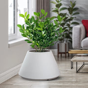 Vaso in resina da esterno interno per piante tondo conico design d.60x35h Stromboli Bianco