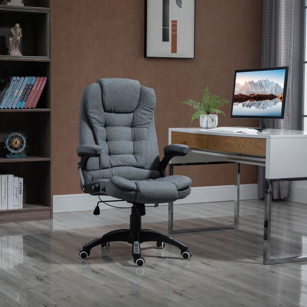 Poltrona da Ufficio Reclinabile e Girevole con Ruote ¨C Zephmum ¨C Grigio 65x72x110-120cm