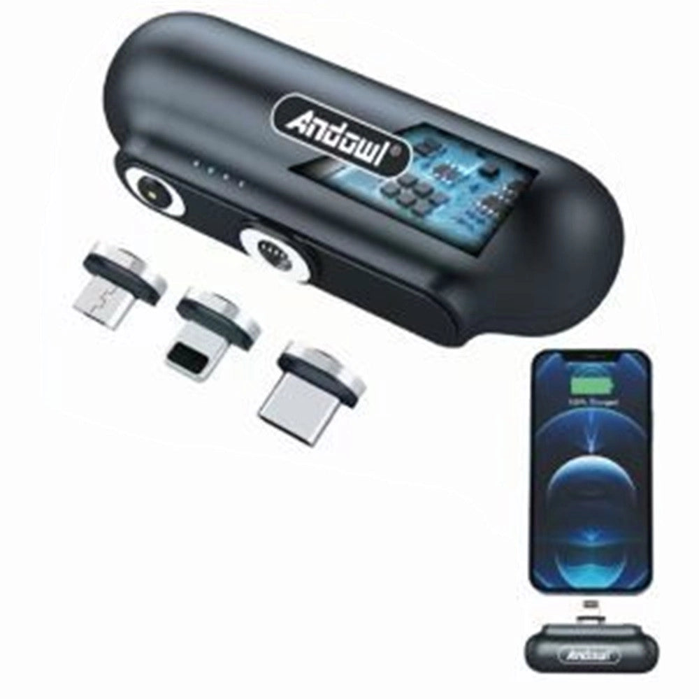 Trade Shop - Mini Power Bank Magnetico 5000mah Caricabatterie Portatile Compatto Con 3 Connettori 7019-3 -