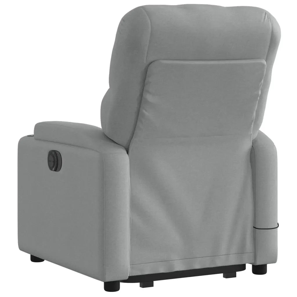 Poltrona | Sedia Relax Alzapersona Massaggi Reclinabile Grigio Chiaro Tessuto