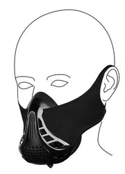 Maschera di allenamento sportivo, maschera di fitness per allenamento prolungato, maschera di allenamento regolabile, utilizzata per migliorare la capacità polmonare e la forza muscolare, nera, allenamento respiratorio.