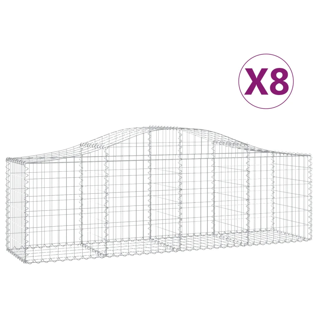 Cesti Gabbioni ad Arco 8 pz 200x50x60/80 cm Ferro Zincato 3145604