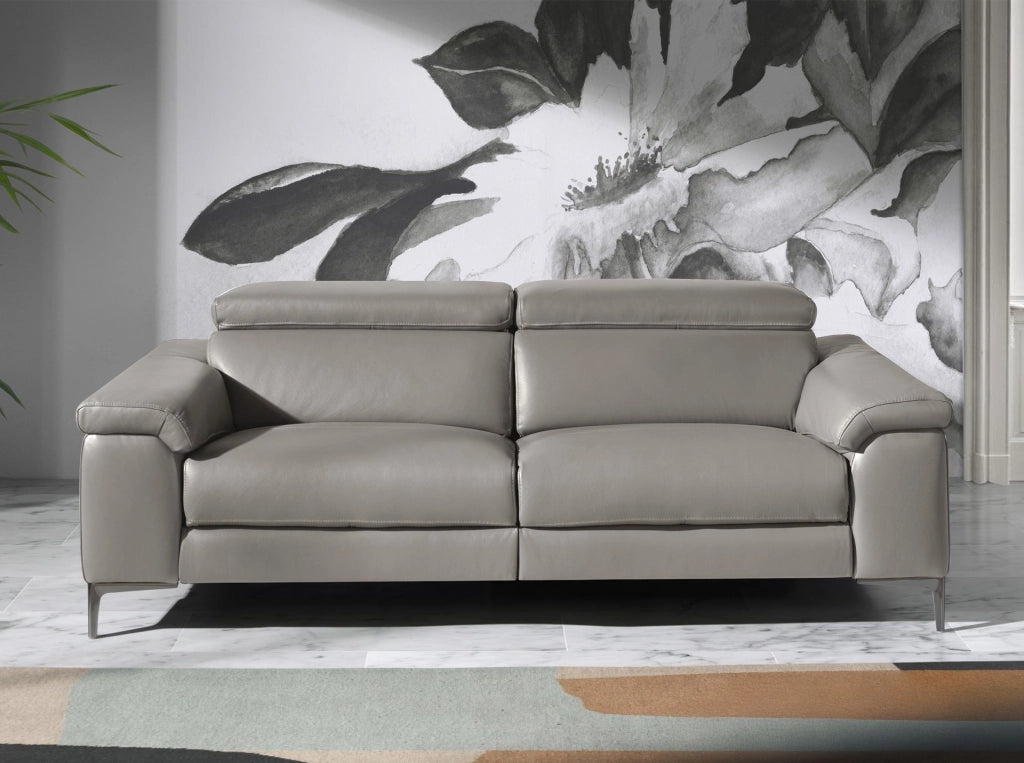 Divano relax a 3 posti in pelle grigio scuro
