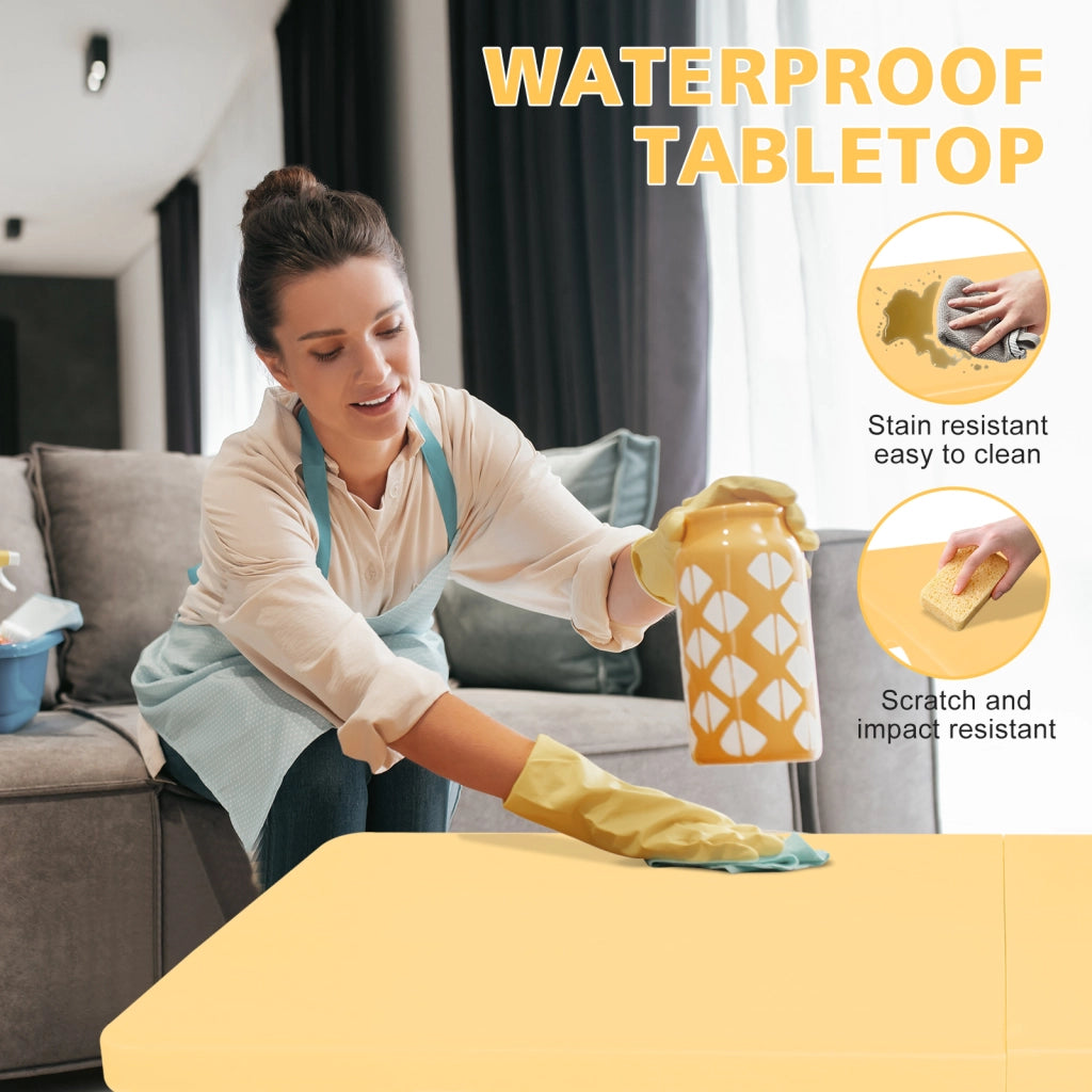 Tavolo Pieghevole Portatile con Manico ¨C MINIMAL ¨C Altezza Regolabile, 125 cm, Giallo