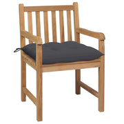 Sedie da Giardino 2 pz | Sedie da Esterno con Cuscini Antracite Massello di Teak