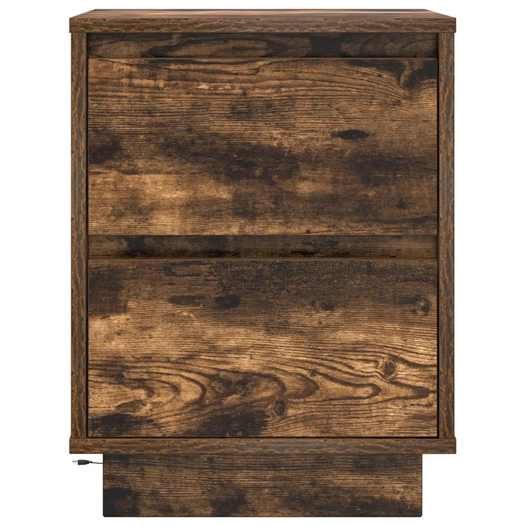 Comodini con Luci a LED 2 pz Rovere Fumo 38x34x50 cm 861292