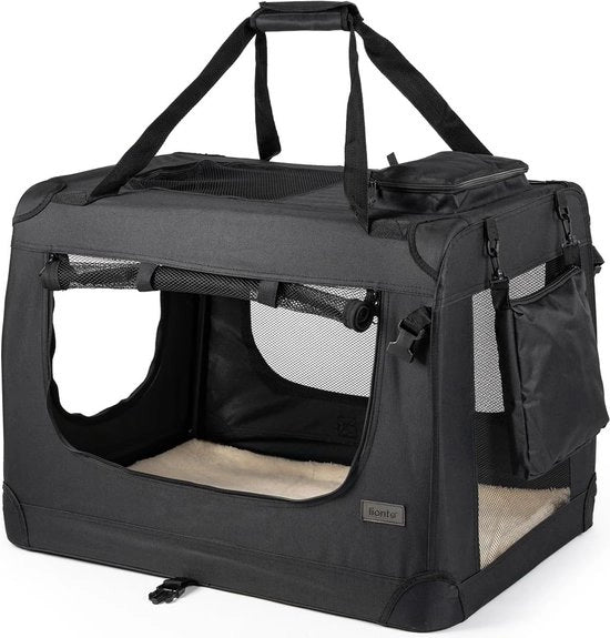 Cassa di trasporto per cani Tas per cani Opaca valigetta per piccoli animali, (S) 50x34x36 cm Nero