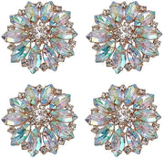 Set di 4 Stuarts per Fili di Fiori con Piastrine di Cristallo di 39x40mm con Foro di 4mm Piastrine di Cristallo AB per Cristalli di Strass per Ornamenti di Camicia DIY
