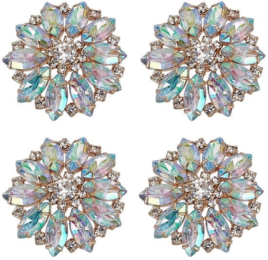 Set di 4 Stuarts per Fili di Fiori con Piastrine di Cristallo di 39x40mm con Foro di 4mm Piastrine di Cristallo AB per Cristalli di Strass per Ornamenti di Camicia DIY