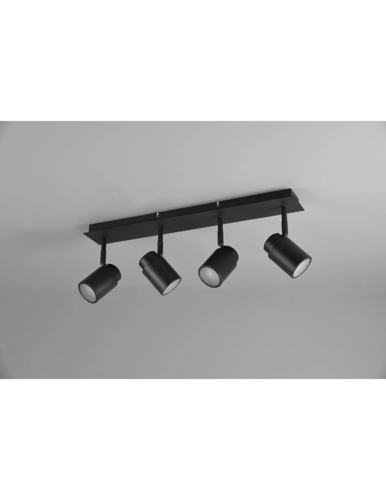 Barra Lineare 4 Faretti Spot Orientabili Metallo Nero Angelo Trio Lighting