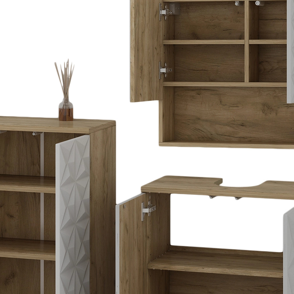 Vicco Set di mobili da bagno Bianco 3 parti