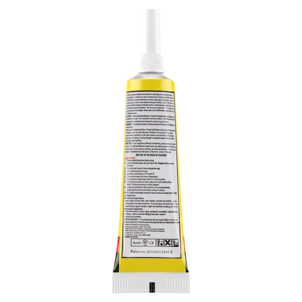 Colla E8000 15ml Fluida per Fissaggio ad Alta Precisione Fotocamera e Flessibili Sottili Giallo Avizar