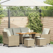 Set Divano da Giardino 6 pz con Cuscini Beige in Polyrattan